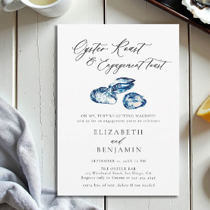 Invitation Oyster Roast Blue Watercolor Chic Engagement Party