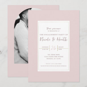 Invitation Oyster rose & or moderne minimaliste Fiançailles