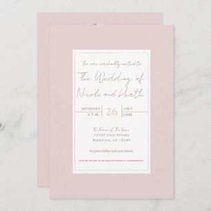 Invitation Oyster rose & or moderne minimaliste Mariage