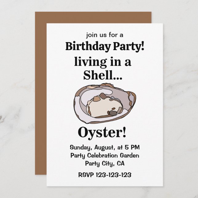 Invitation Oyster Shell Funny Summer Anniversaire (Devant / Derrière)