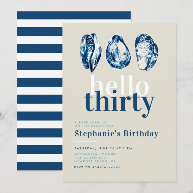 Invitation Oysters Bar Nautical Ocean Beach 30e anniversaire (Devant / Derrière)