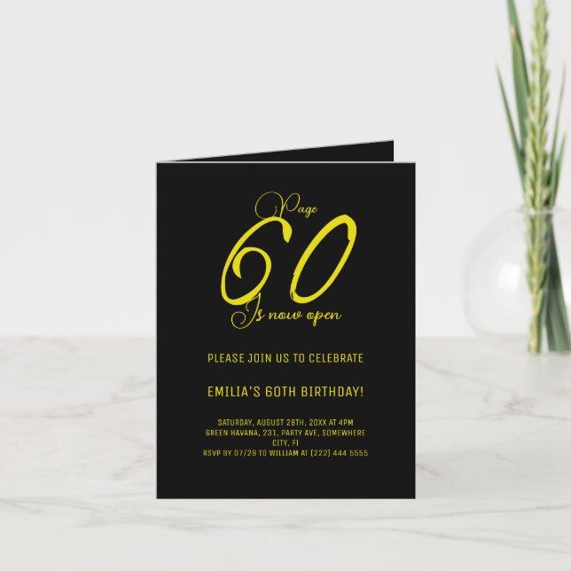 Invitation Page 60 | Modern Gold & Black 60th Birthday Party (Devant)