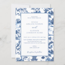 Pagode bleue et blanche Chinoiserie Toile Mariage
