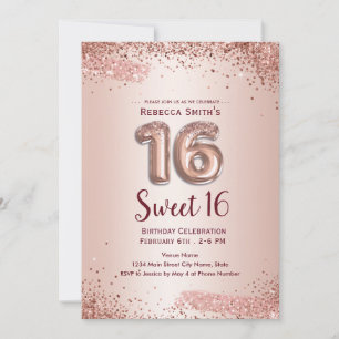 Invitation pailletée élégante rose gold pour 16ème