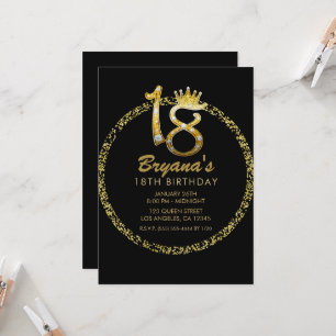 Invitation Pailletor Doré Glam Diamant Bling Étincelle 18e 18