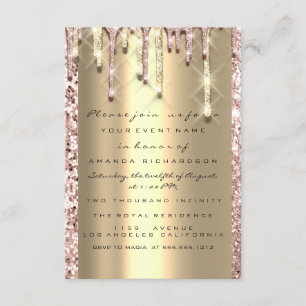 Invitation Paillettes 3D Gouttes Rose Mariage Douzième Or