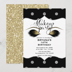 Invitation Paillettes Argent et Or Maquillage Cils Beauté Soi