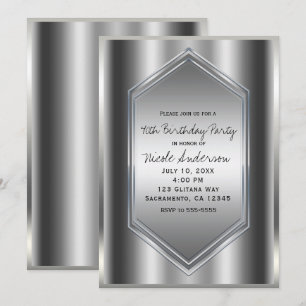 Invitation Paillettes Argentées Élégance Chic Fête d'Annivers