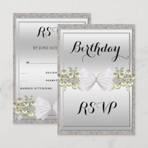 Invitation Paillettes d'argent et pierres précieuses florales