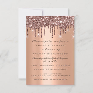 Invitation Paillettes de cuivre Roses en or  Témoignage de ma