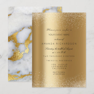 Invitation Paillettes de métal doré Spark Sable Formel Marbre