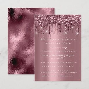 Invitation Paillettes de rose burgundy pour mariage douce 16è