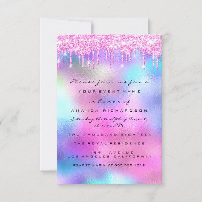 Invitation Paillettes d'étincelles de mariage rose pour un Sw (Devant)