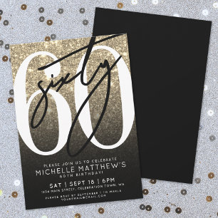 Invitation Paillettes d'Or Noir 60e Anniversaire