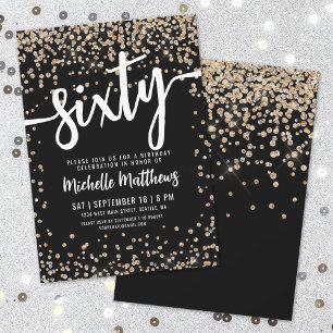 Invitation Paillettes d'Or Noir 60e Anniversaire