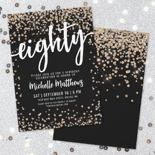 Invitation Paillettes d'Or Noir 80e Anniversaire
