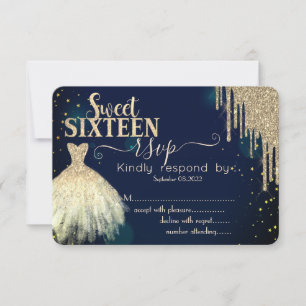 Invitation Paillettes dorées Cool Drips, Robe Bleu marine Swe