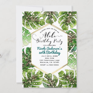 Invitation Paillettes dorées scintillement glamour feuilles t