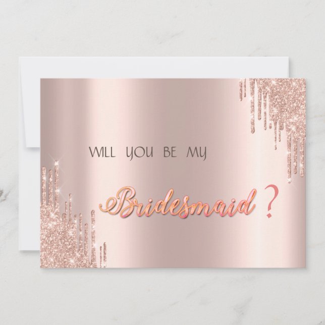 Invitation Paillettes élégantes rose doré coulantes (Devant)