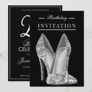 Invitation Paillettes et glamour 25e anniversaire argenté
