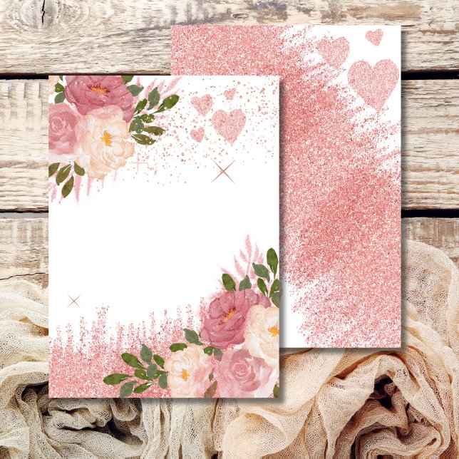 Invitation Paillettes et Rose Doré Fleur Pétale Vide (Créateur téléchargé)