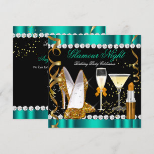 Invitation Paillettes Glamour Nuit Jade Or Noir Fête 2