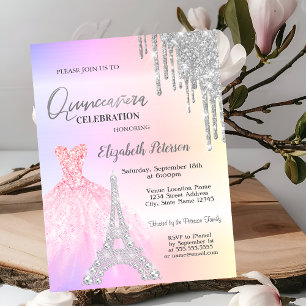 Invitation Paillettes qui dégoulinent,robe,Tour Eiffel ombrée
