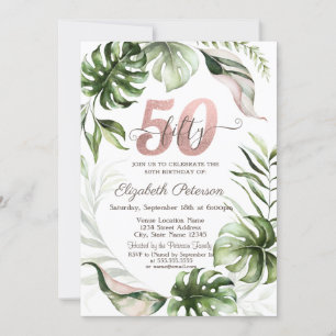 Invitation Paillettes Rose Gold Gouttes 50e Anniversaire