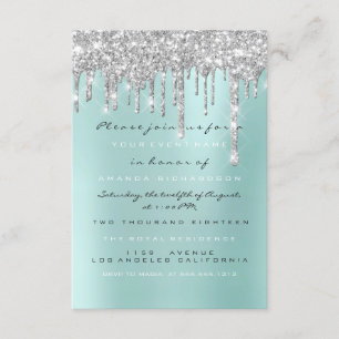 Invitation Paillettes scintillantes argentées Aqua Mariage D