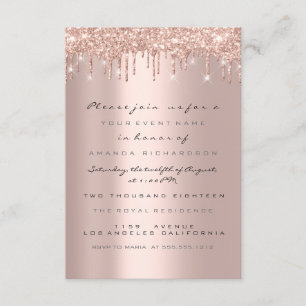 Invitation Paillettes scintillantes gouttes rose Fête de mari