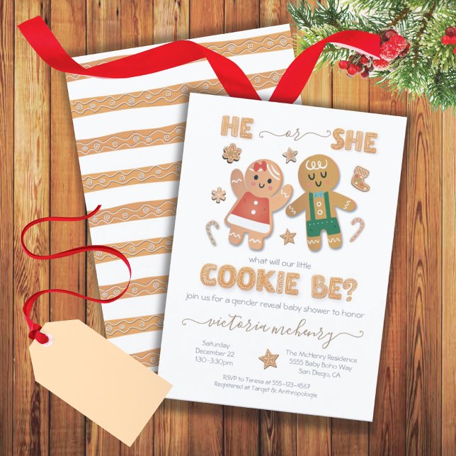 Invitation Pain d'épice de Noël Cookie Genre Révéler Douche (Créateur téléchargé)