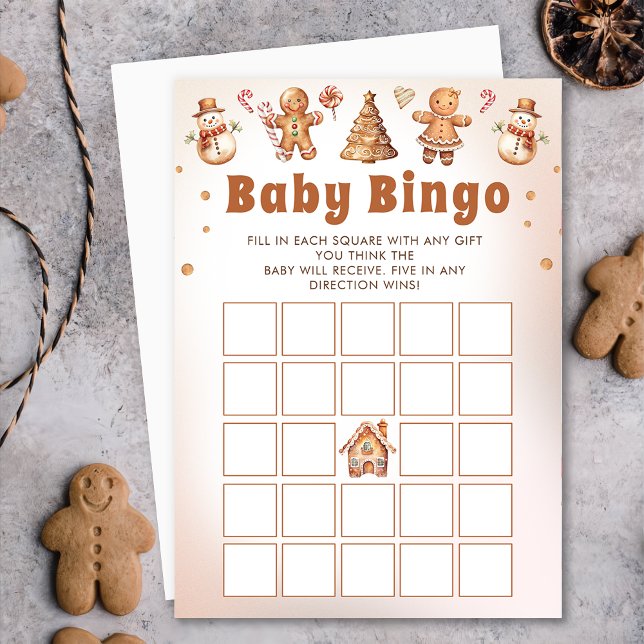 Invitation Pain d'épices Baby shower de Noël Bingo Jeu (Créateur téléchargé)