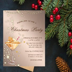 Invitation Pain d'épices Cookie Boire Rose léger GoldChristma