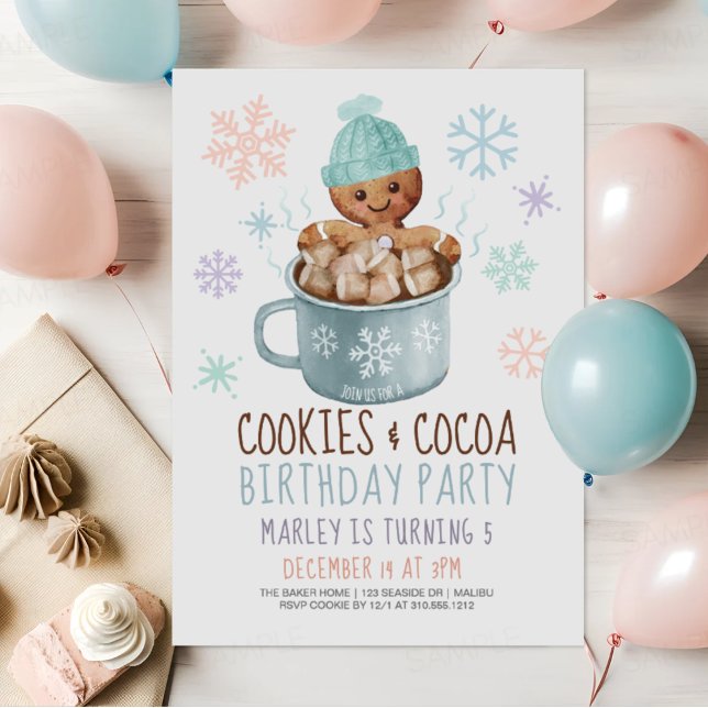 Invitation Pain d'épices Cookies et cacao Anniversaire d'hive (Créateur téléchargé)