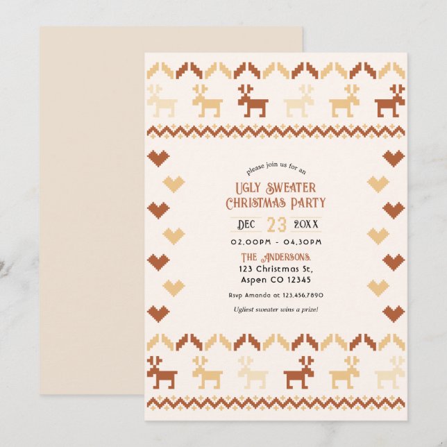 Invitation Pain d'épices Cosy Douleur moche fête de Noël (Devant / Derrière)