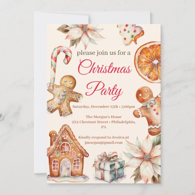 Invitation pain d'épices de Noël (Devant)