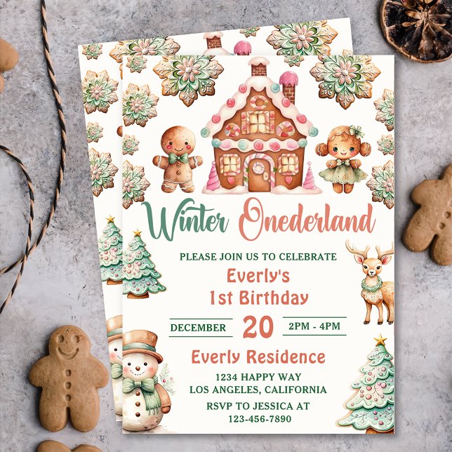 Invitation Pain d'épices de Noël Pain d'hiver Onederland Anni (Créateur téléchargé)