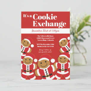 Invitation Pain d'épices Père Noël Cookie Exchange Noël Party