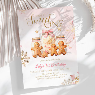 Invitation Pain d'épices rose doux Noël Fille Anniversaire