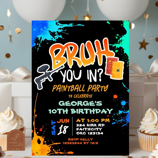 Invitation Painball Adolescent Bruh You Dans La Fête D'Annive (Créateur téléchargé)