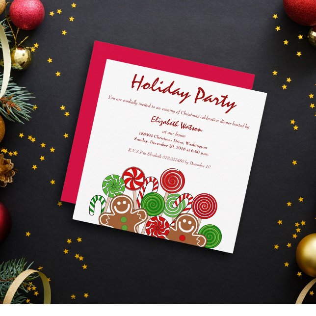 Invitation Pains d'épices de Noël rouge tendance (Créateur téléchargé)