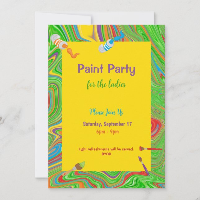 Invitation Paint Party for the Ladies Personnalisable (Devant)