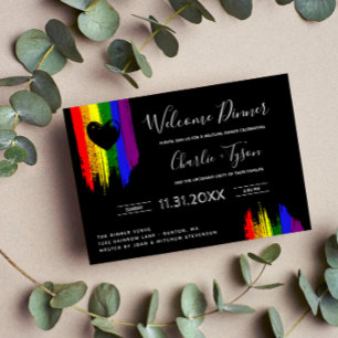 Invitation Paint Strokes Fierté Drapeau Coeur Bienvenue Dîner