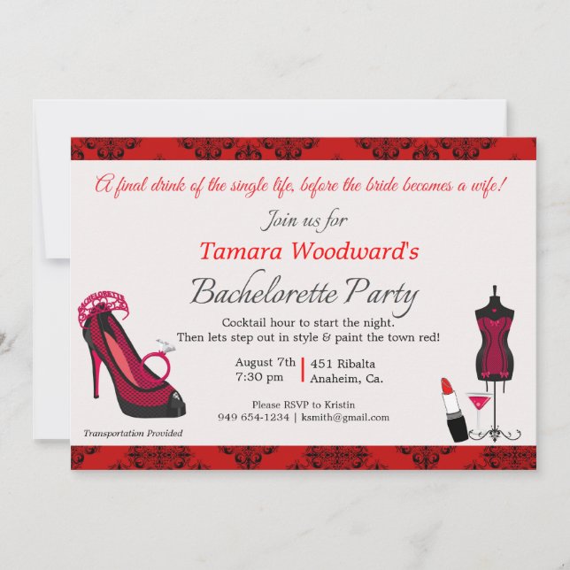 Invitation Paint the Town Bachelorette Party (Devant)