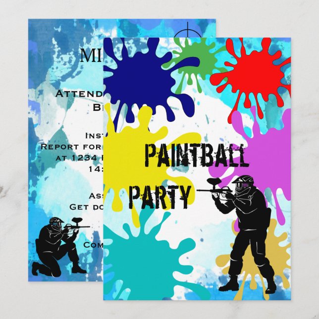 Invitation Paintball 15e anniversaire (Devant / Derrière)