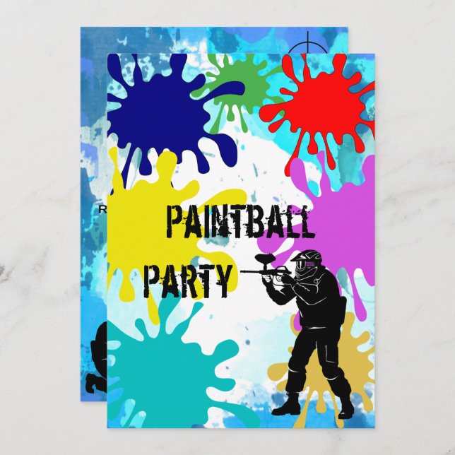 Invitation Paintball 17e anniversaire (Devant / Derrière)