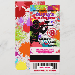 Invitation Paintball Anniversaire Ticket Invitation, Paintbal