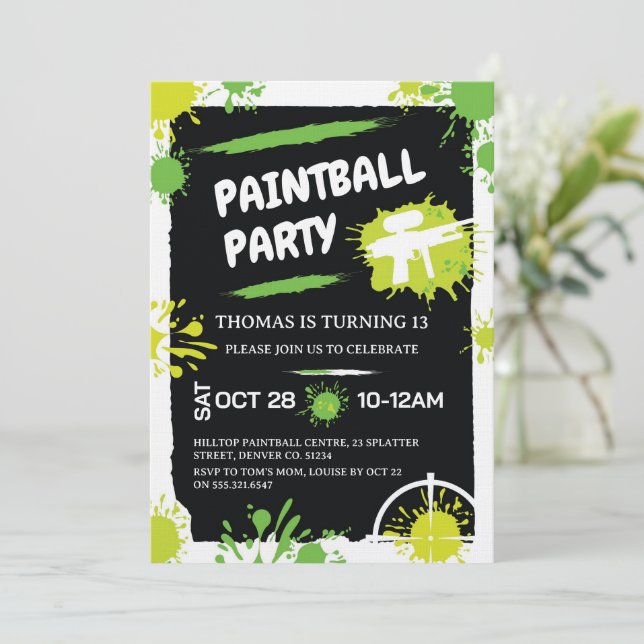 Invitation Paintball Birthday Party (Debout devant)