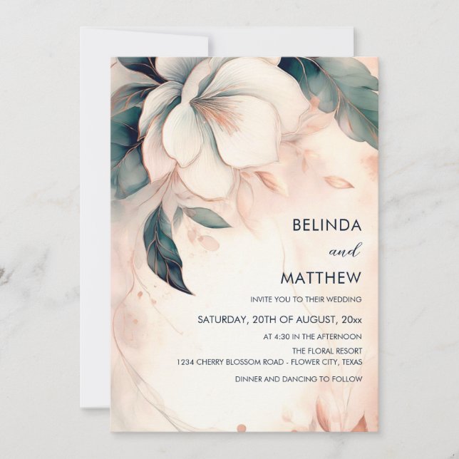 Invitation Painted 3D Faux Relief Flower (Devant)