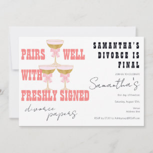 Invitation Pairs Bien Divorce Papiers Coquette Champagne Part